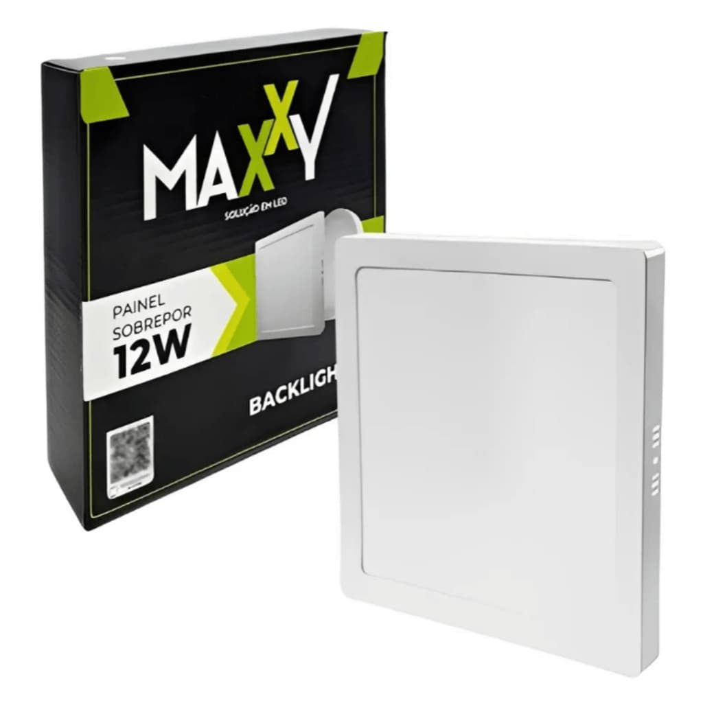 Painel Plafon Led Sobrepor 12w 6500k Branco Frio Bacllight Quadrado Bivolt