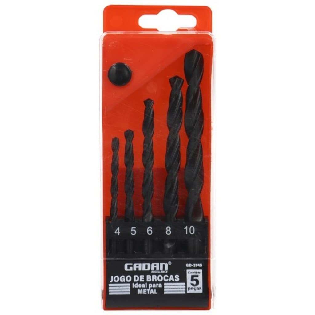 Jogo De Brocas Gadan - 5pçs Para Metal Brocas Metal Aço 4-5-6-8-10mm Estojo Kit Profissional
