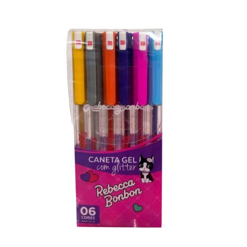 6 Canetas Em Gel Luluca Ou Rebecca Bonbon Material Escolar Pastel Glitter Neon