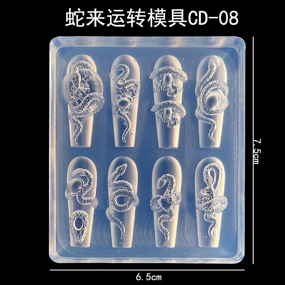 Molde de arco de manicure novo estilo molde de Silicone decoração tridimensional flor de pêssego cobra manicure molde us