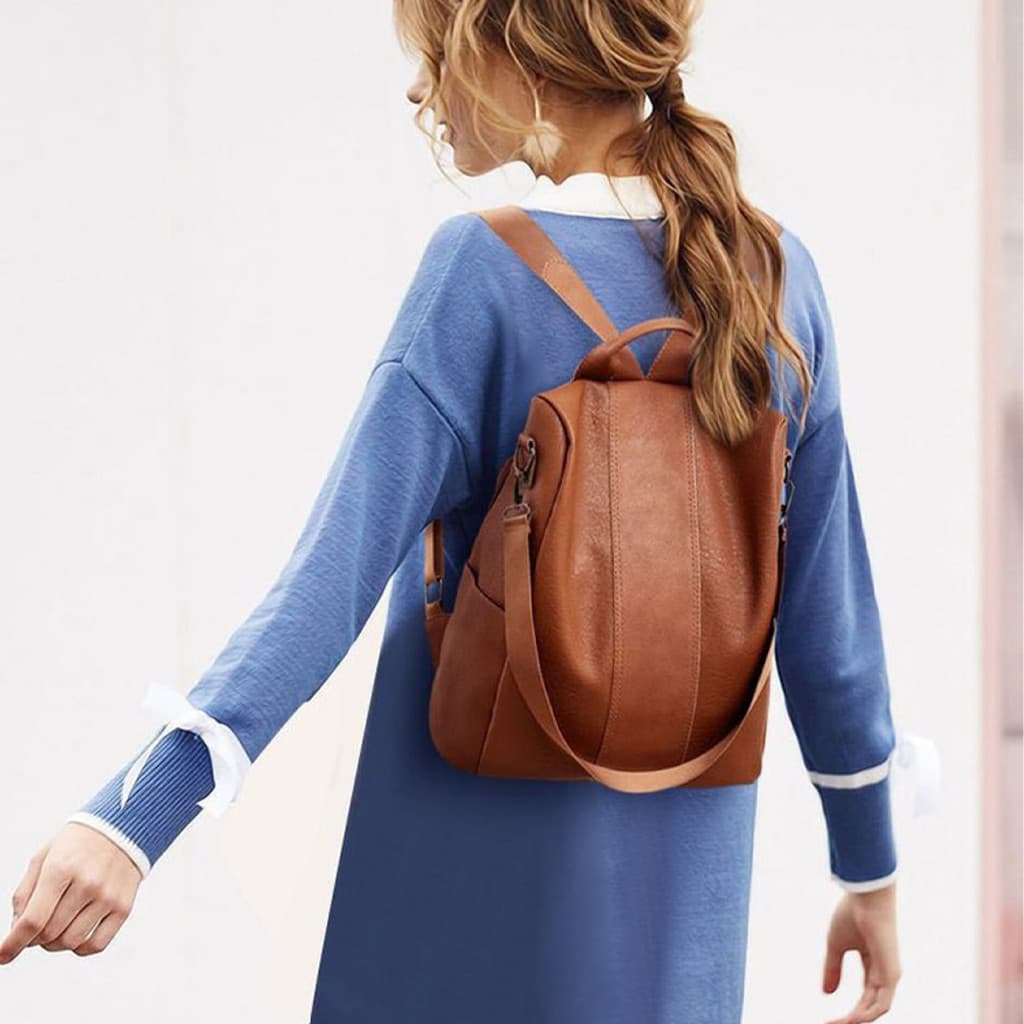 Mochila Multifuncional Feminina Antifurto À Prova D'água com Alça Lateral Courino