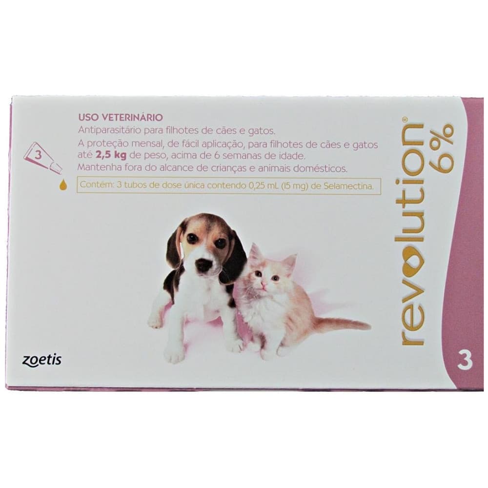 Anti Pulgas Revolution Filhote 15 mg  Até 2,5 Kg 3 Pipetas