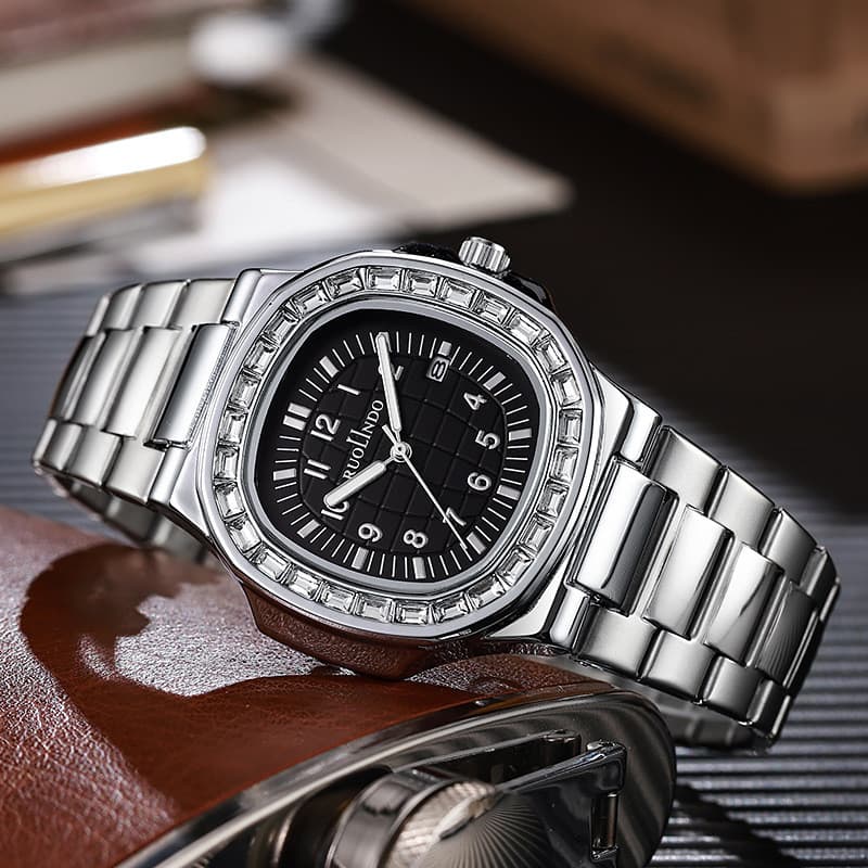 Relógio de Luxo Masculino Aço Inoxidável Quartzo – Calendário e Design Premium