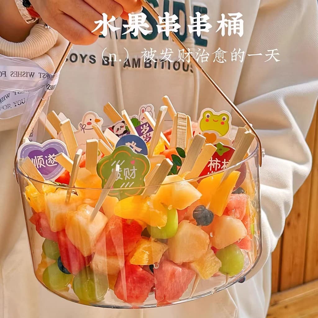 Barril de corda de frutas grupo empresa Jianguo chá cubo de gelo barril piquenique portátil cerveja bebidas cesta de arm