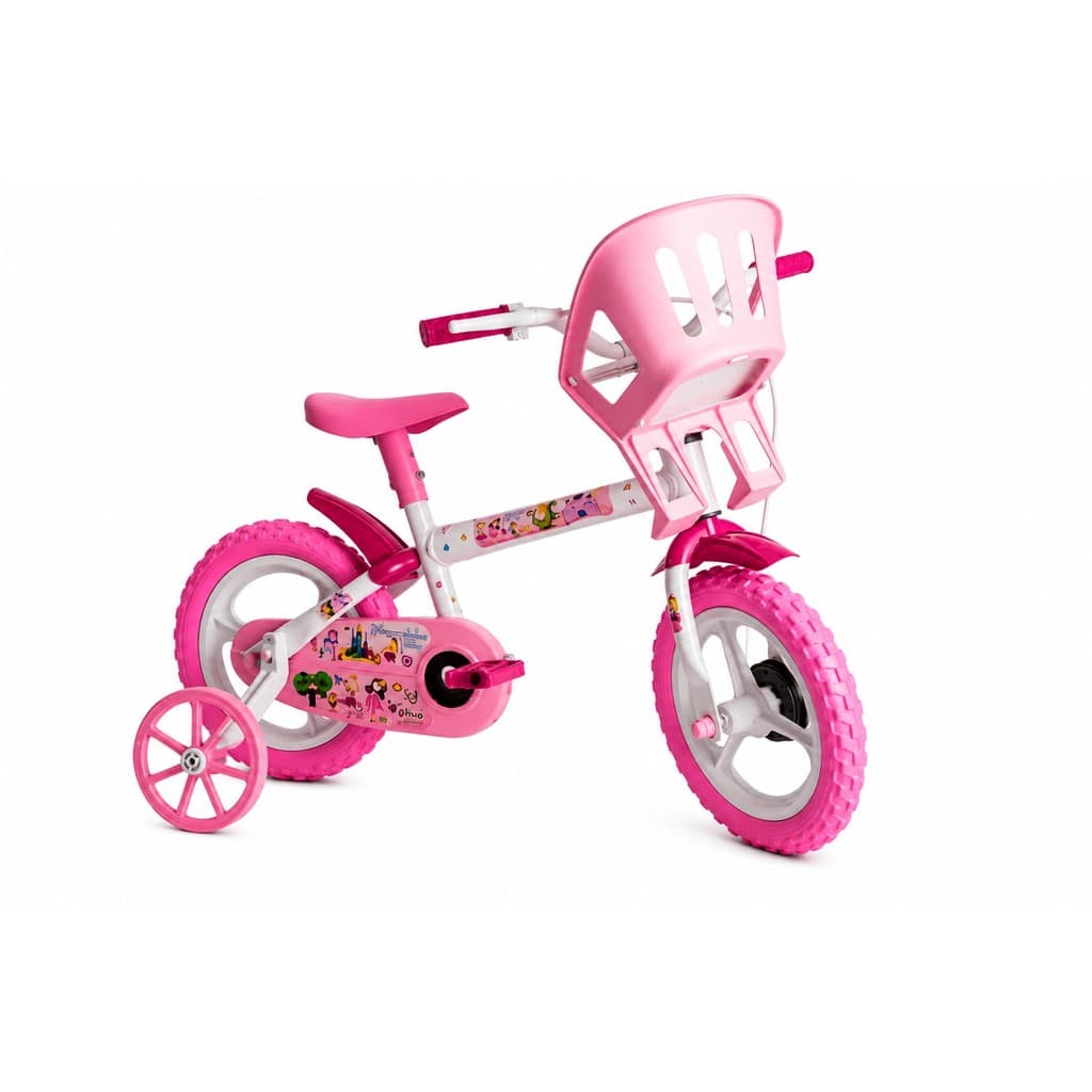 Bicicleta Aro 12 Infantil Princesinha Styll Baby Para Menina Cor Rosa/Branco