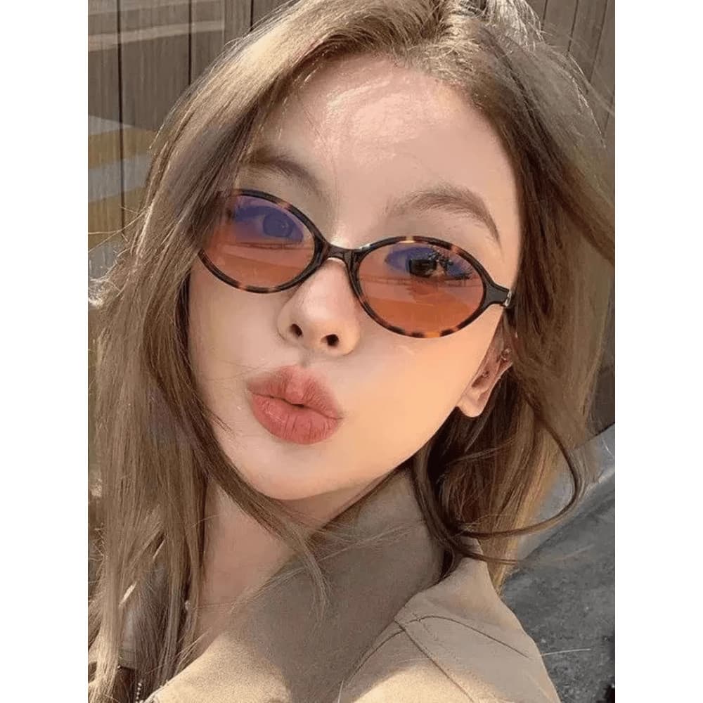 Estilo americano tartaruga marrom óculos de sol feminino novo estilo Retro pequeno quadro leopardo impressão simples ócu