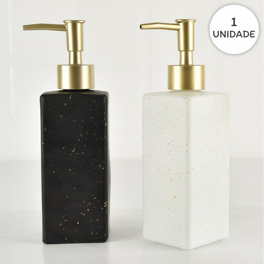 Dispenser de Sabonete para Banheiro Preto Branco Vidro Fun House by Seanite