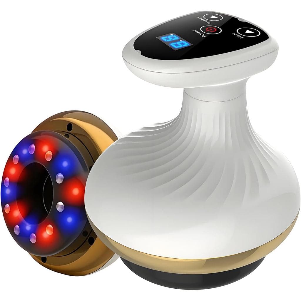 Massageador anticelulite a vácuo, 2 em 1 com terapia de luz LED e massagem vibratória, ferramenta de massagem elétrica c