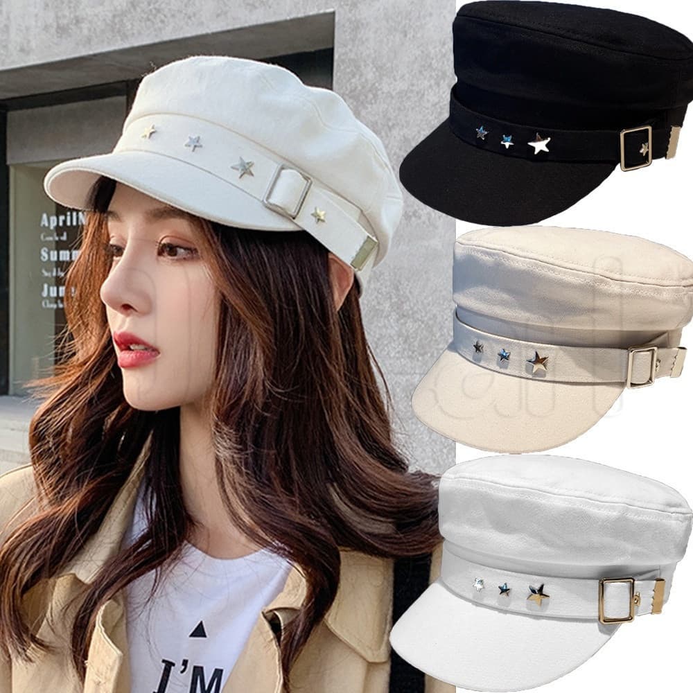 Boina Elegante Feminina Coreana-Chapéu Octogonal Em Nuvem Dobrada-Boné Jornaleiro Vintage À Prova De Vento-Boinas Femini