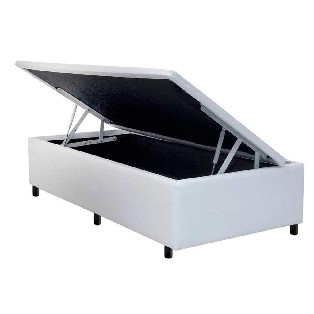 Cama Box Baú Solteiro Universal Courano White (88x188x35) - Costa Rica