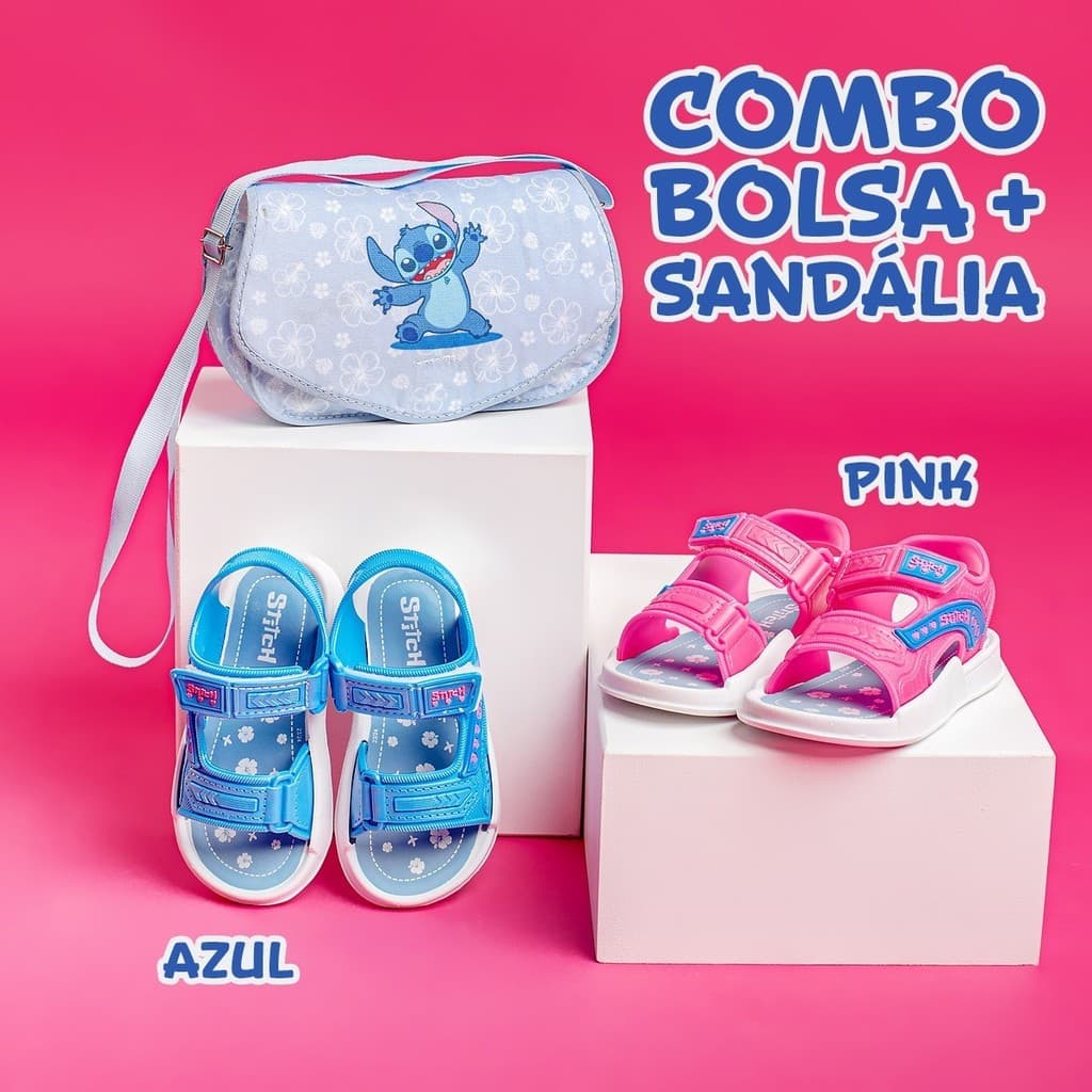 Sandália Papete Infantil + Bolsa Combo Personagens Conforto Macia Antiderrapante Escolar Passeio.