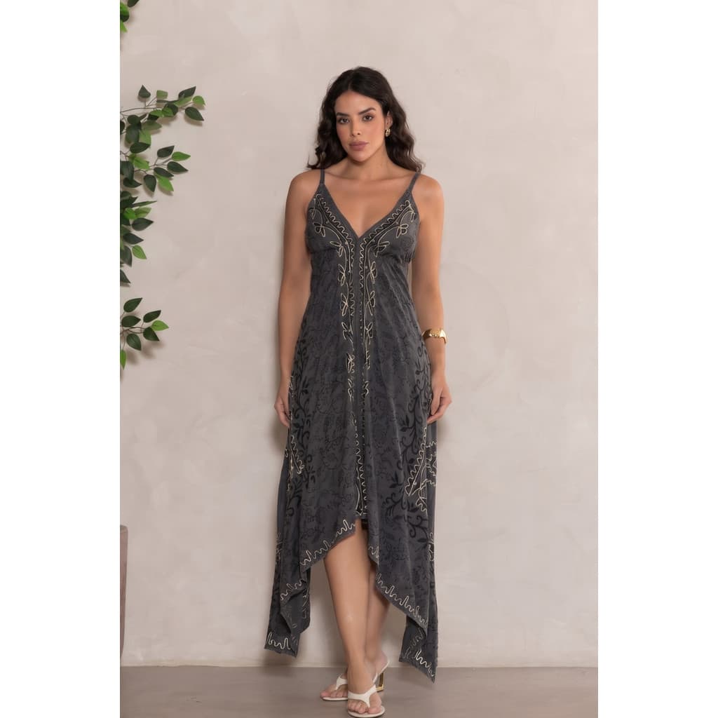 Vestido Midi Assimétrico Feminino Elegante-DA/SD/017
