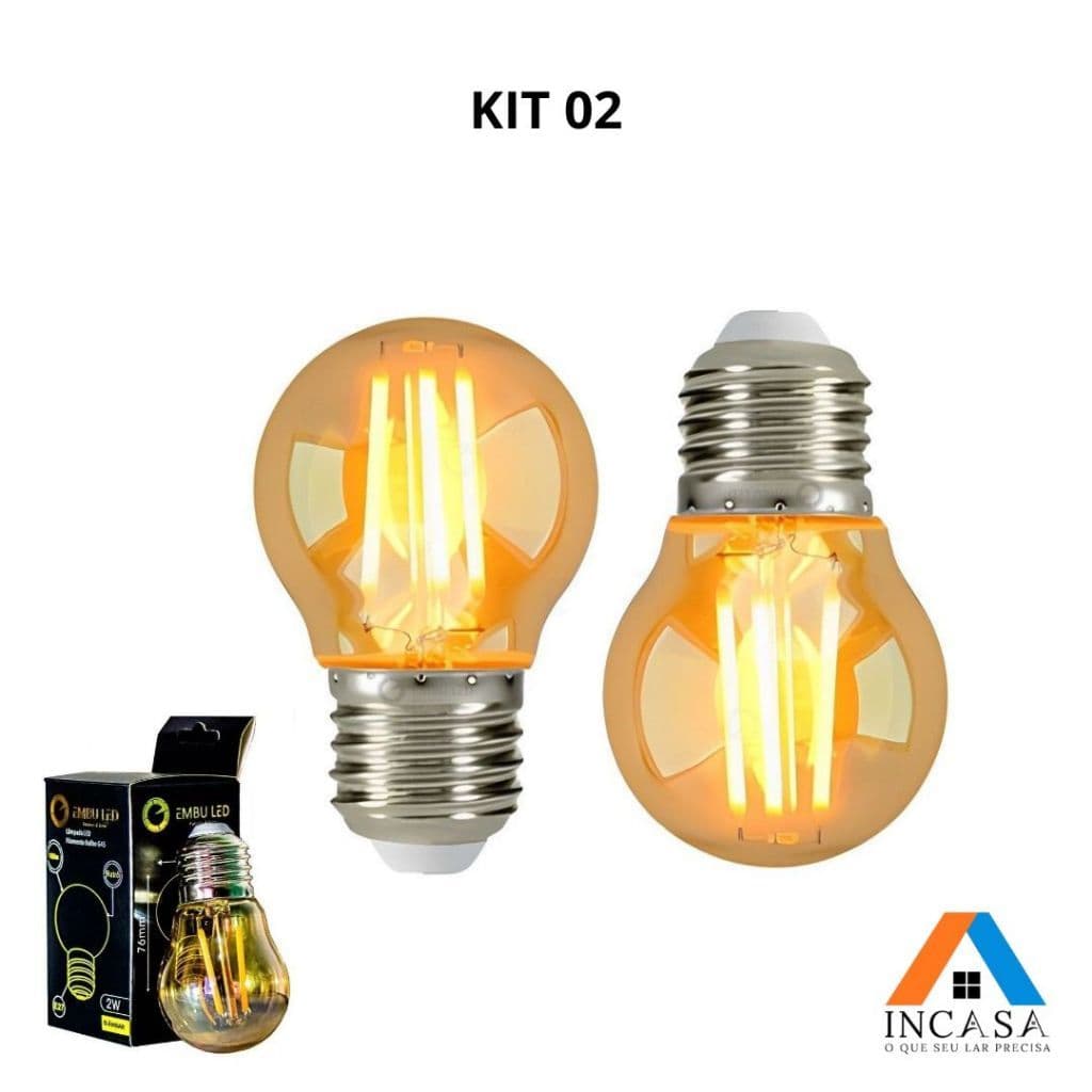 Kit 2 Lâmpada Filamento De Led Bulbo G45 Vintage Retro E27 Bivolt 5.0
