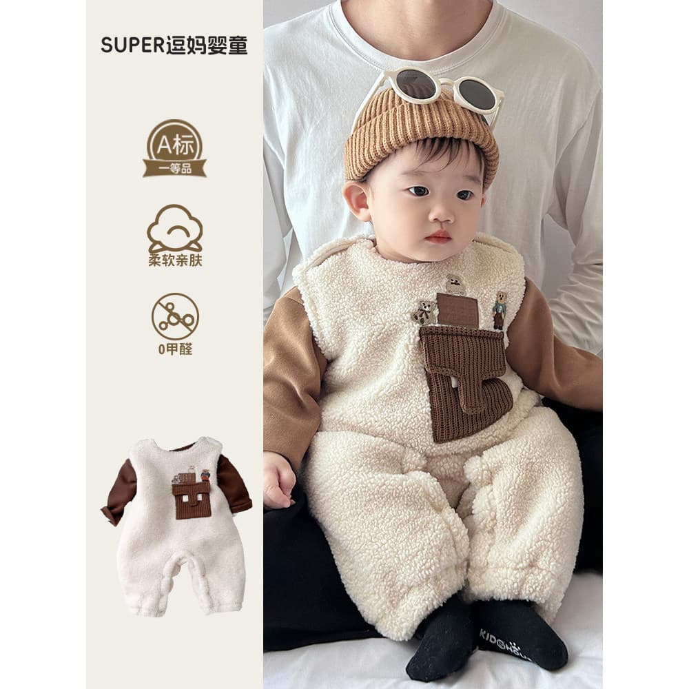 Macacão de bebê outono inverno roupas fofas Super fofo terno infantil velo Outing roupas cem dias roupas final do outono