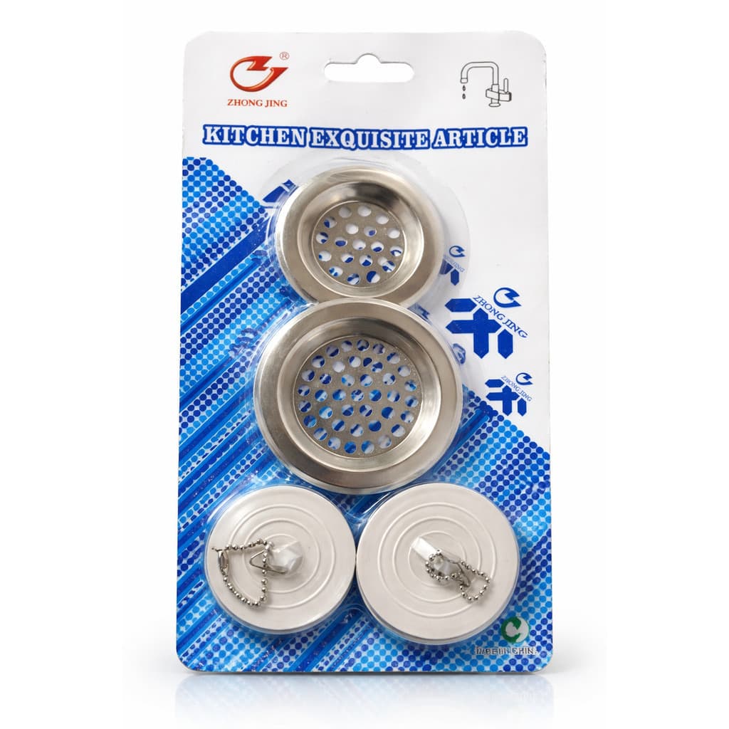 Kit Filtro Pia Cozinha Inox + Tampão Borracha Vedação Ralo