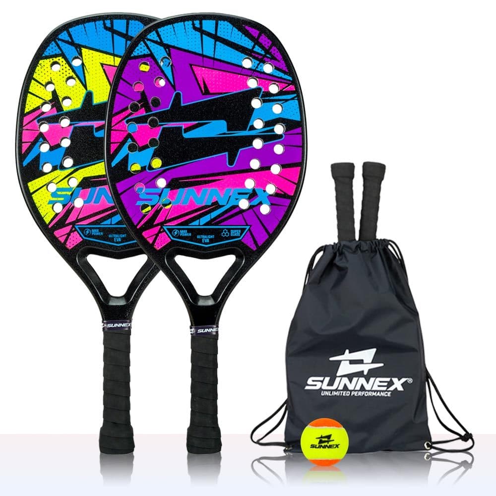 Kit 2 Raquete Beach Tennis Leve Resistente Fibra e Carbono + Capa