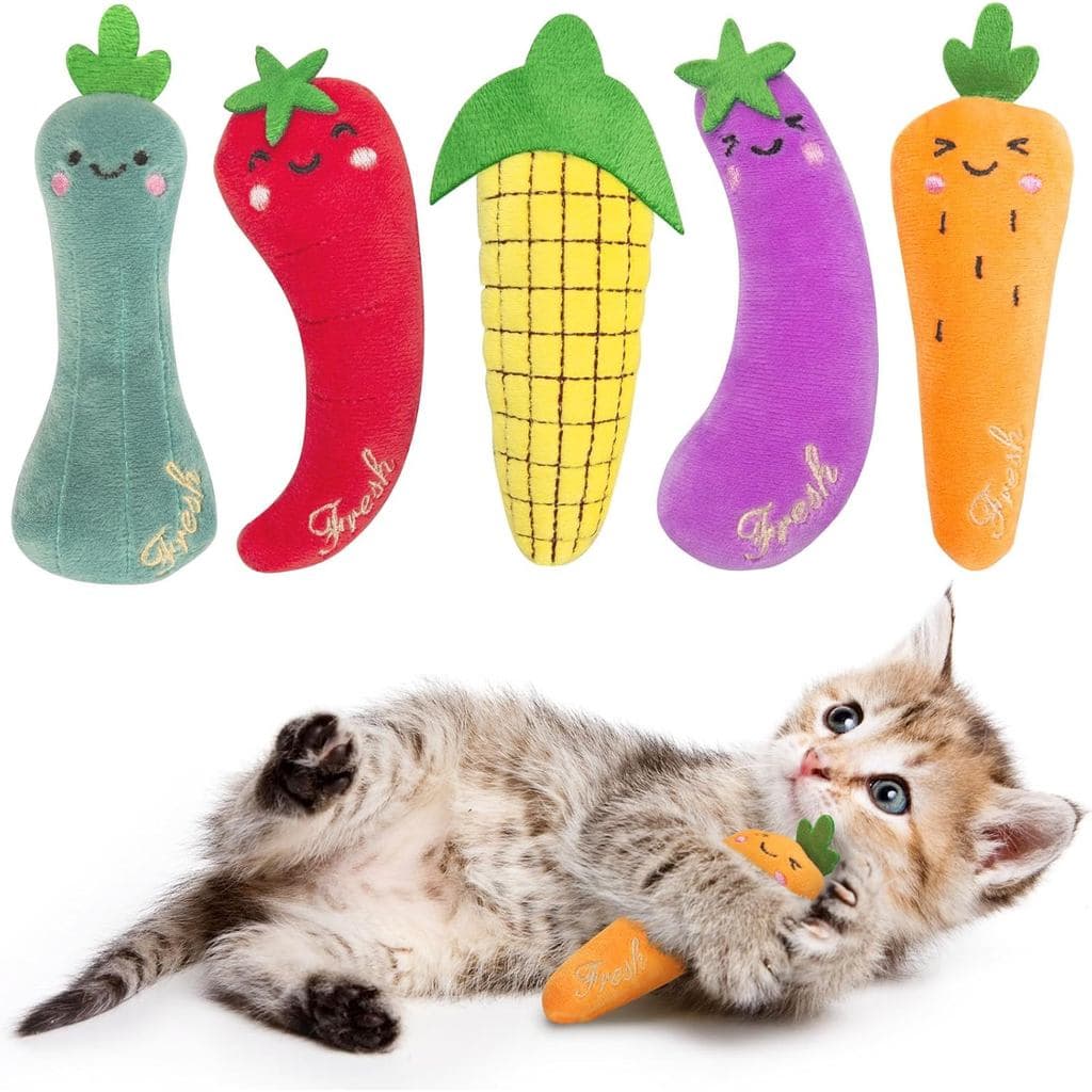 Brinquedos de Catnip para Gatos, Pacote com 5, Brinquedos de Pelúcia com Catnip para Gatinhos de Interior, Brinquedos In