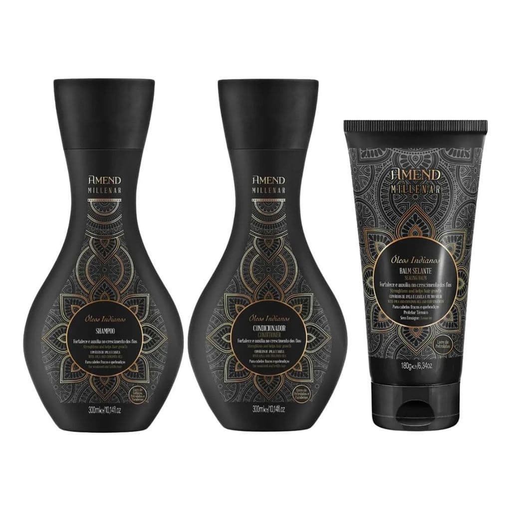 Kit Amend Millenar Óleos Indianos - Shampoo + Condicionador + Balm