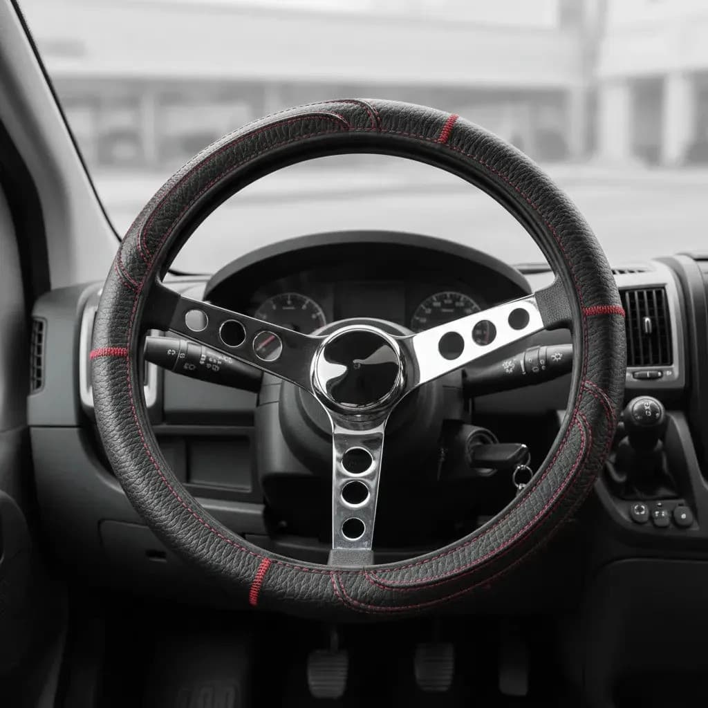 Capa De Volante  Couro Sintético Macio Com Costura Personalizada Para Van Ducato Furgão Caminhão