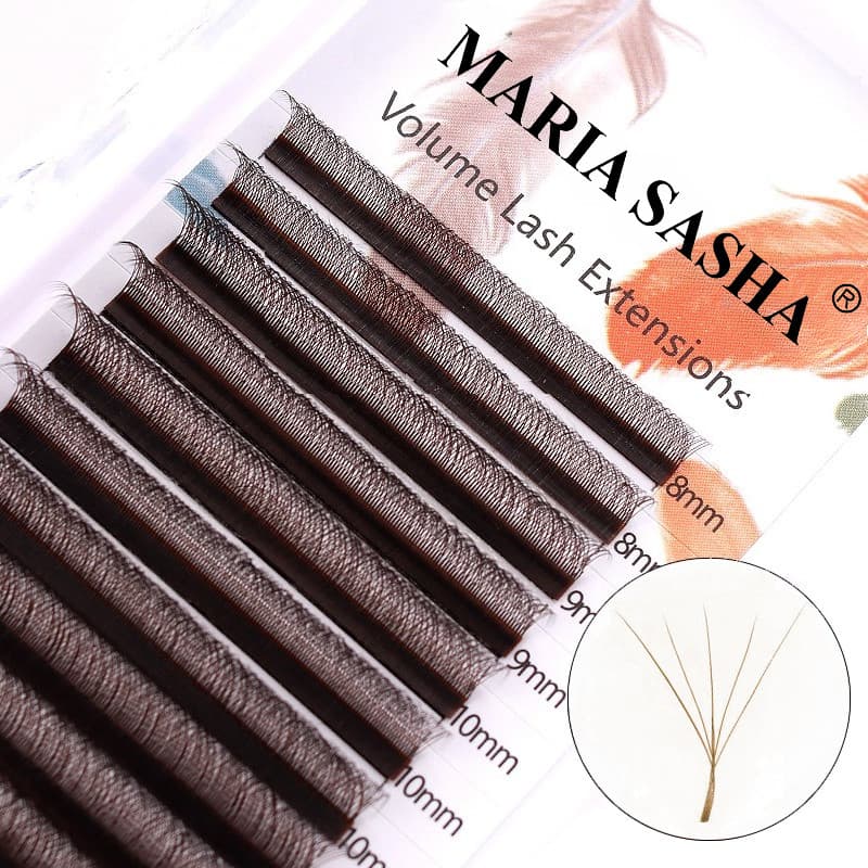 MARIA Marrom 5D W Forma Extensões De Cílios Extensão Coloridos Naturalmente Macio Preto