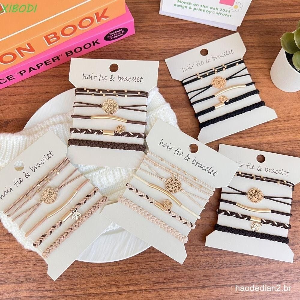 Pulseira De Laços De Cabelo XIBODI , Faixas Boho Trançadas Macias Com 5 Estilos , Acessórios Elásticos Sem Danos