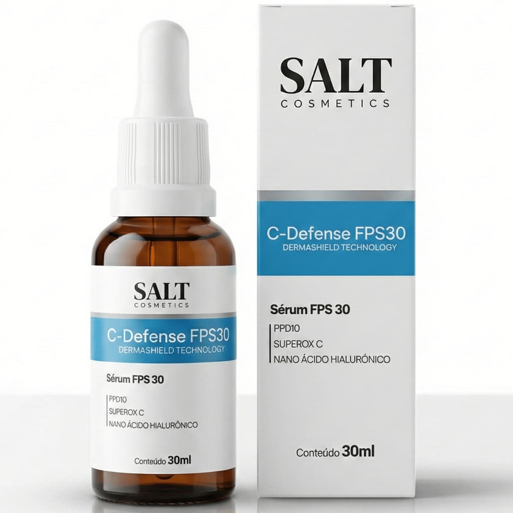 Sérum Facial com FPS 30 – C-Defense 30ml – Vitamina C, Niacinamida e Ácido Hialurônico  – Salt Cosmetics