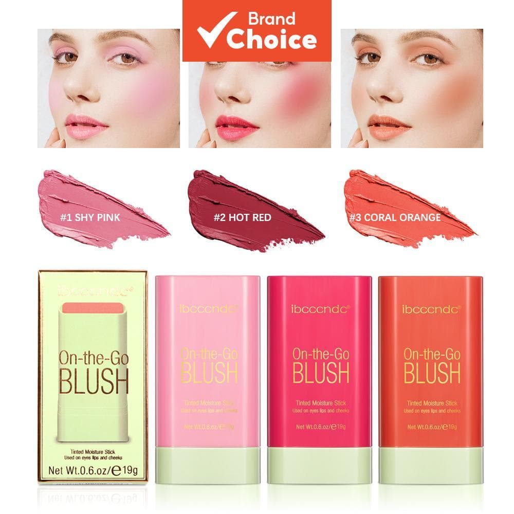 Bastão de Blush Multifuncional Impermeável de Longa Duração Fácil de Colorir Delicado e Hidratante Blush Rosa Não