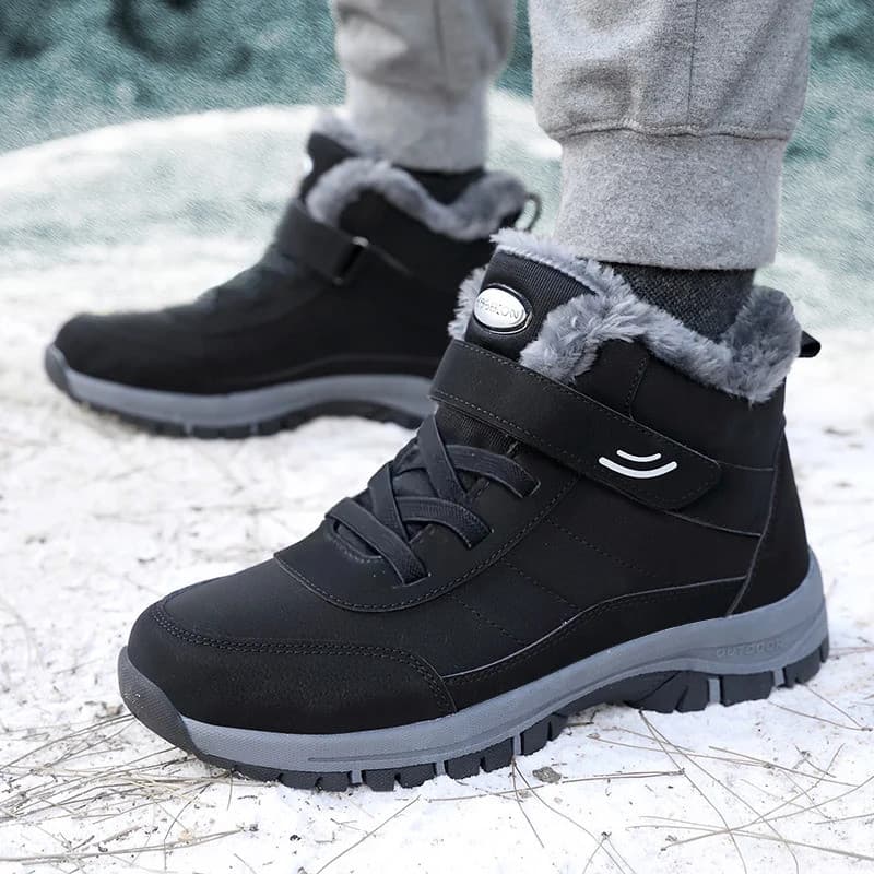 Botas De Neve Para Homens Sapatos Casuais De Inverno Plataforma Antiderrapante Tornozelo De Pele Quente Combate De Pelúc