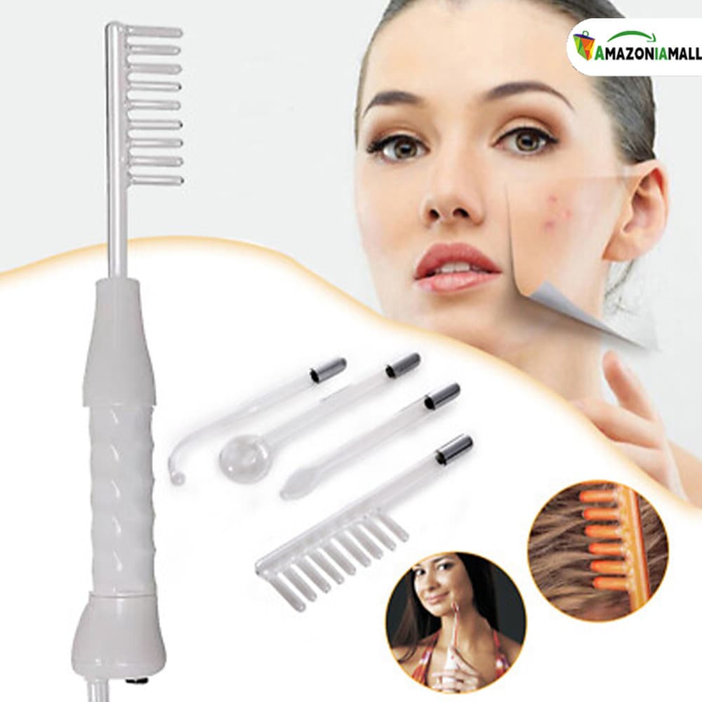 Conjunto portátil de eletrodos de alta frequência de tubo fino para rosto e cabelo (4 peças)