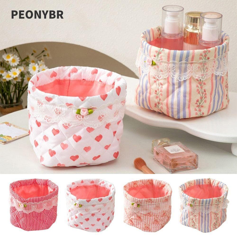 Cesta De Armazenamento De Mesa PEONYHOME , Organizador Redondo De Decoração De Laço De Renda De Grande Capacidade , Algo