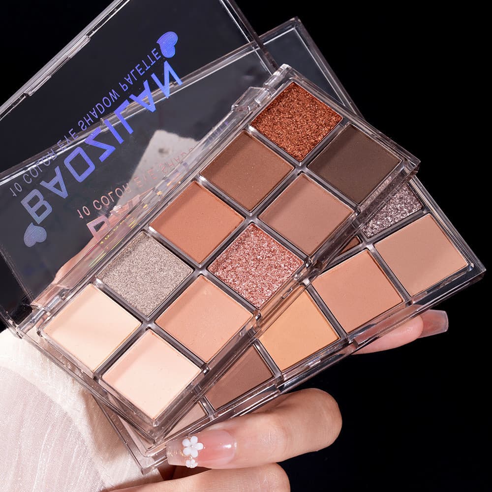 Paleta de sombras dez cores terra cor cimento paleta de sombras perolado fosco fino piscando nicho maquiagem para