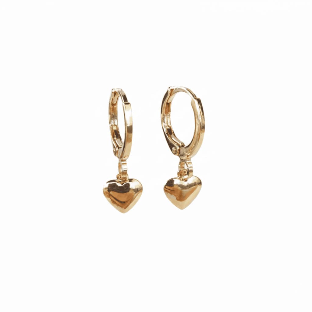 Brinco Argolinha Coração Banhado a Ouro 18K