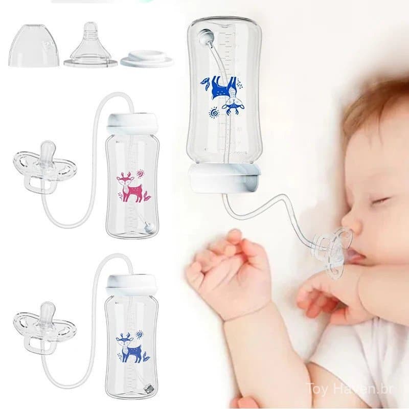 Mamadeira 3 em 1 sem mãos de 300ML com gargalo largo, garrafa para armazenamento de leite, chupeta, mamadeira multifunci