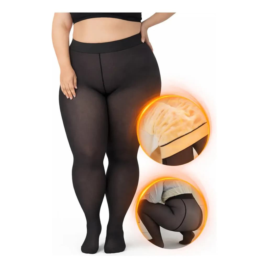 Meia Calça Feminina Plus Size G GG ao XXG   Forrada Translucida Lã Pelinho Térmica Super Elástica