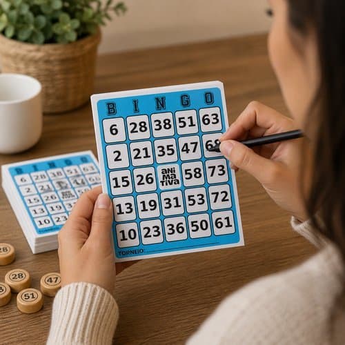 Cartela Bingo 96 Folhas Azul Jogos Diversão Festa Entretenimento Alta Qualidade