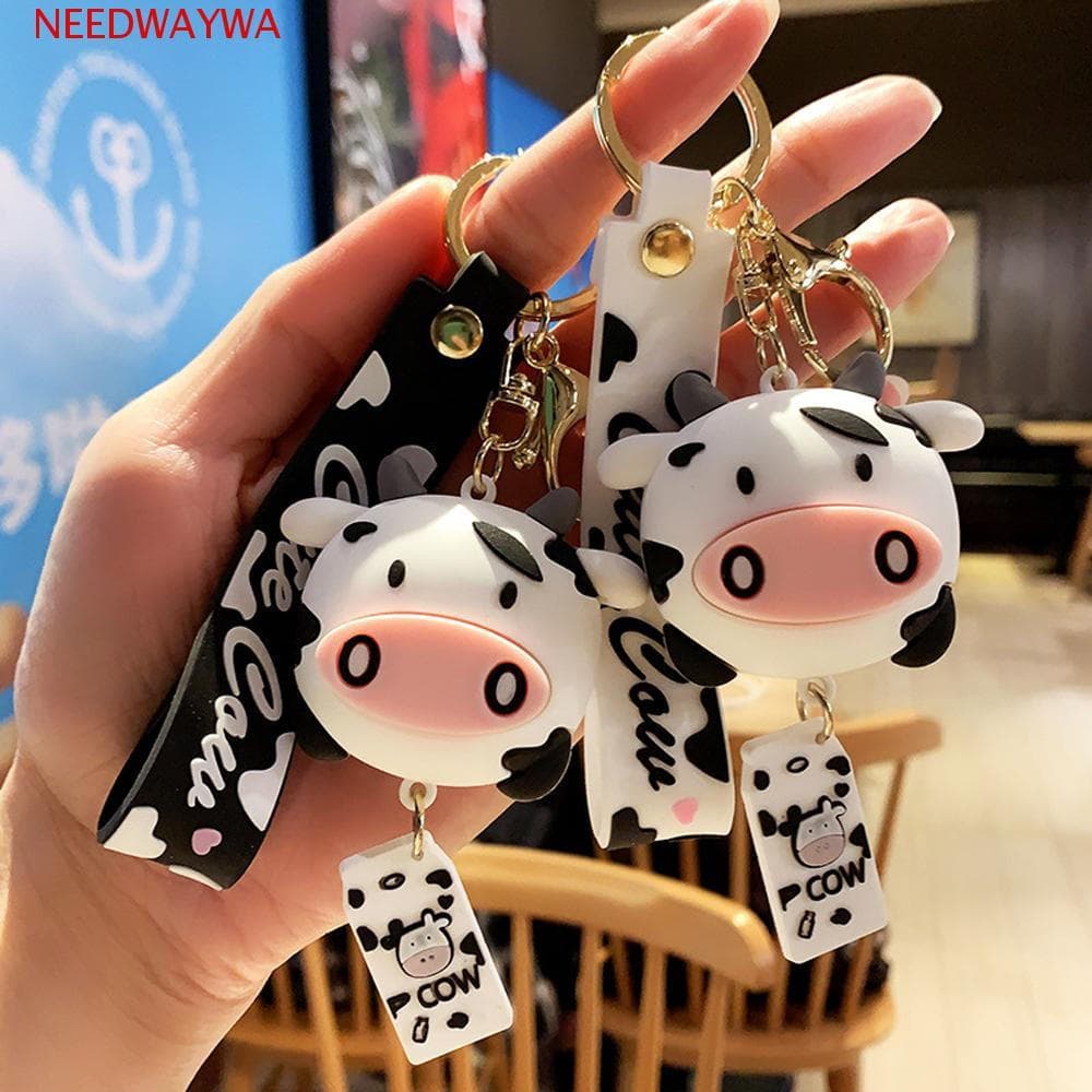 NEEDWAYWA Vaca Chaveiros Moda Jóias Dos Desenhos Animados Bonito Novos Ornamentos Presentes Saco Decoração