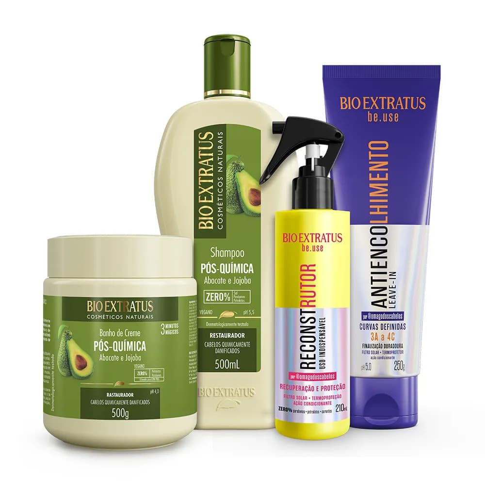 Kit Bio Extratus Pós-Química + Antiencolhimento e Reconstrutor be.use 500mL/g