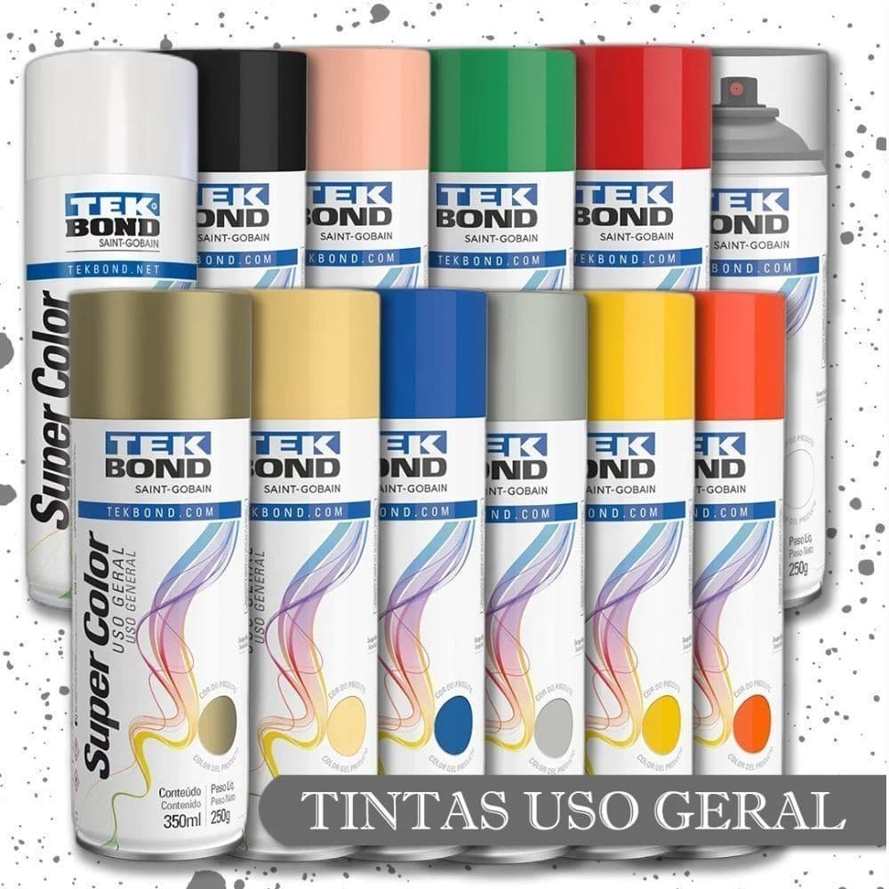 TOP Tinta Spray Tekbond 350ml Cores + Primer e Alta Temperatura