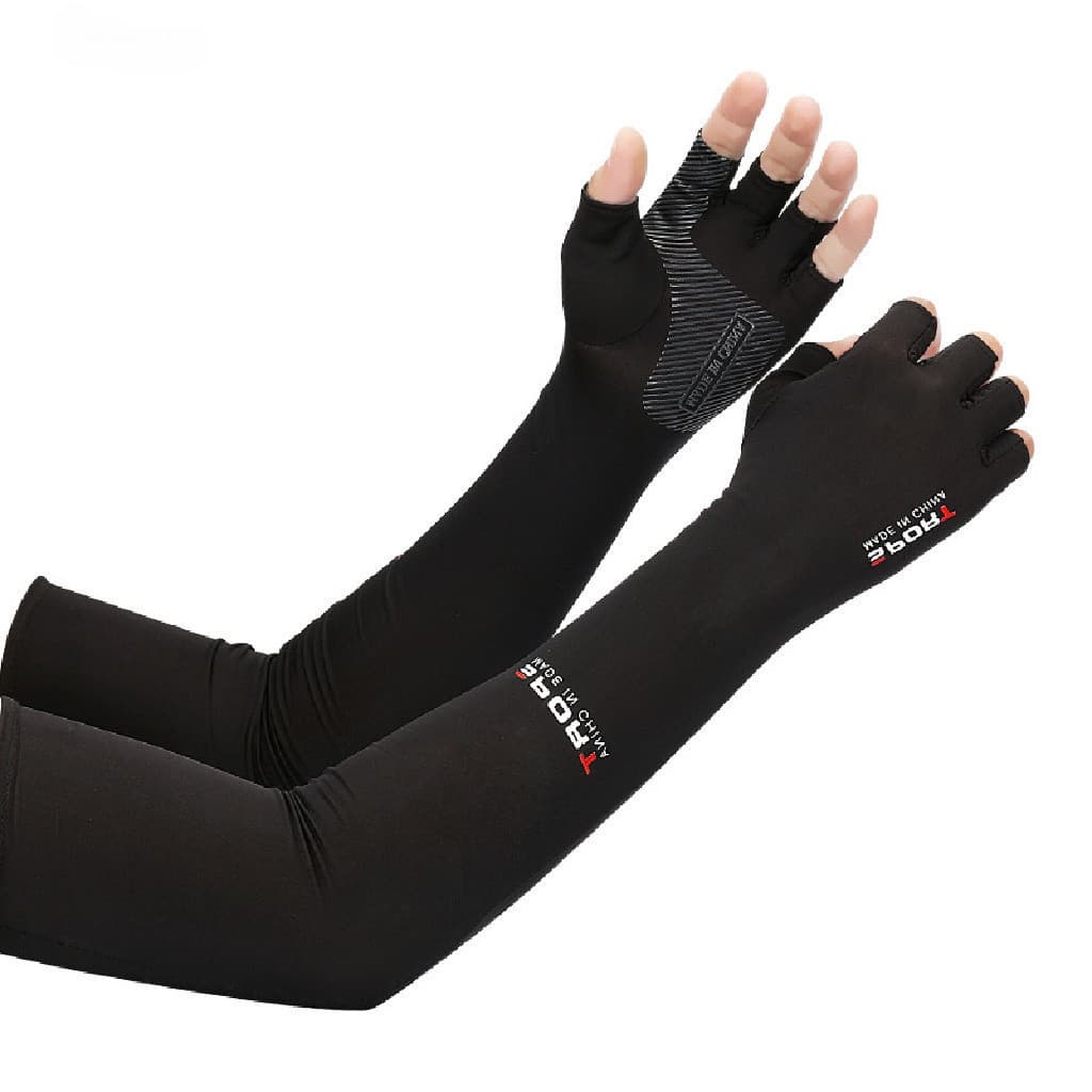Conjunto de 2 mangas esportivas para os braços, adequado para corrida, ciclismo e escalada, com proteção UV e punhos de