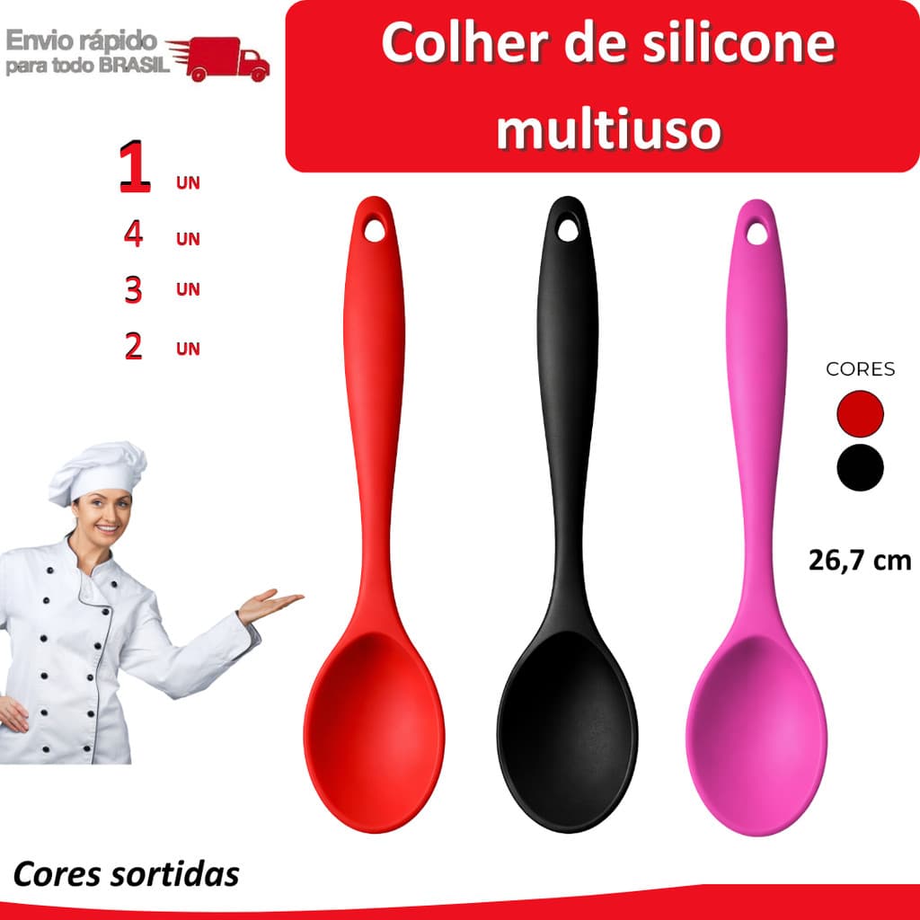 4/3/2/1 Colher de Silicone multiuso cozinha chef faca comida restaurante garfo talher