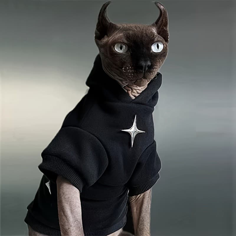 Moletom para Gato de Peça Única, Design em Cor Sólida, Adequado para Todos os Tipos de Gatos, Moletom com Capuz Reforçad