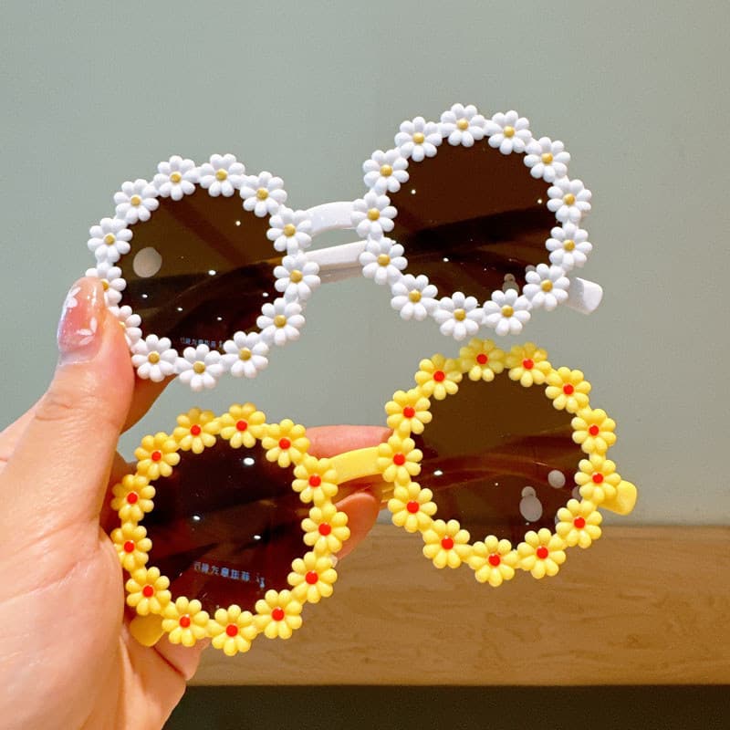 Crianças óculos de sol meninas Anti-ultravioleta protetor solar óculos de sol pequena margarida bebê dos desenhos animad