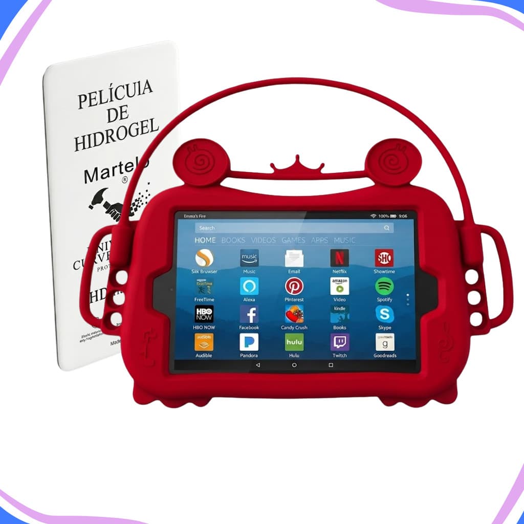 Capa e pelicula hidrogel Para Tablet Amazon Fire Hd 8 2020 Suporte Para Carro