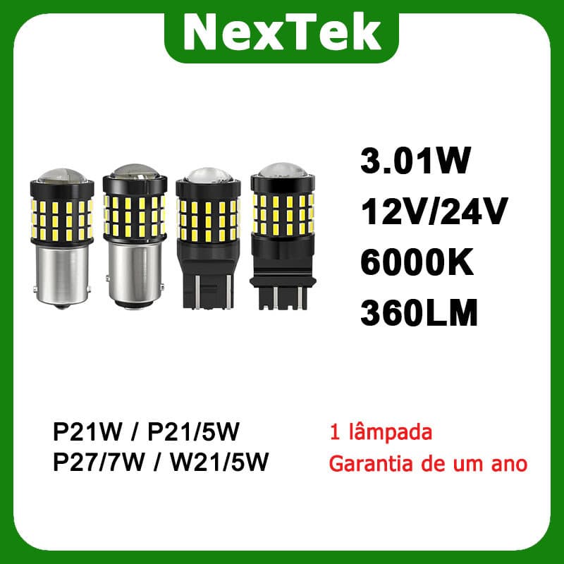 NexTek NTS25 LED P21W P21/5W P27/7W W21 3.01W 12V/24V 6000K Direção Do Carro Invertendo Luz De Sinal Freio Halógena