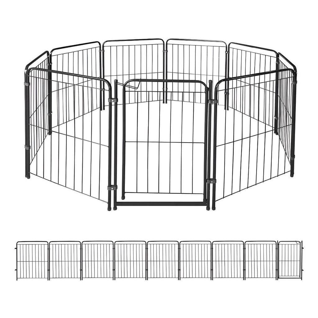 Kit Cercado Pet 8 Módulos com Portão 82cm Preto Aço Bimetais Médio e Grande Porte