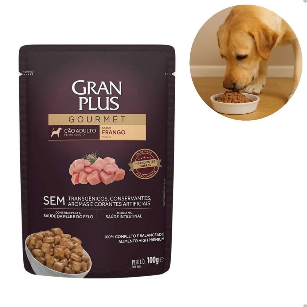 Ração Úmida GranPlus Sachê Gourmet Frango para Cães Adultos