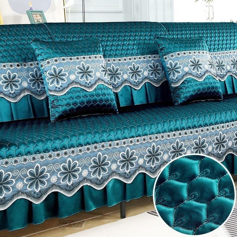 Capa De Sofá Antiderrapante Com Saia De Renda Grosso Sarung Protetor De Móveis Nórdico Sala De Estar Decoração De Casa