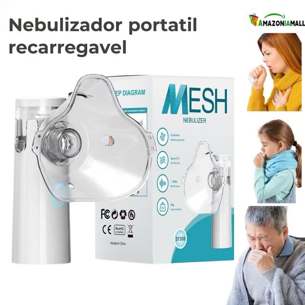Nebulizador Silencioso Portátil para Crianças e Adultos