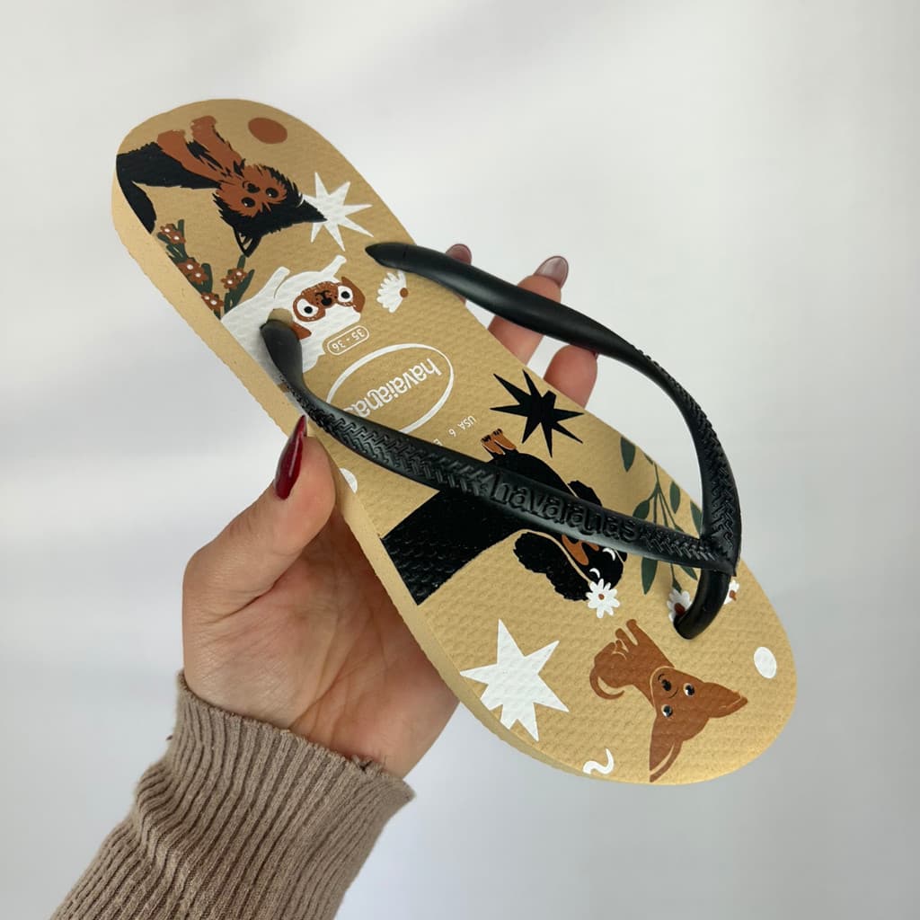 Chinelo Feminino Havaianas Slim Pets Cachorros e Gatos