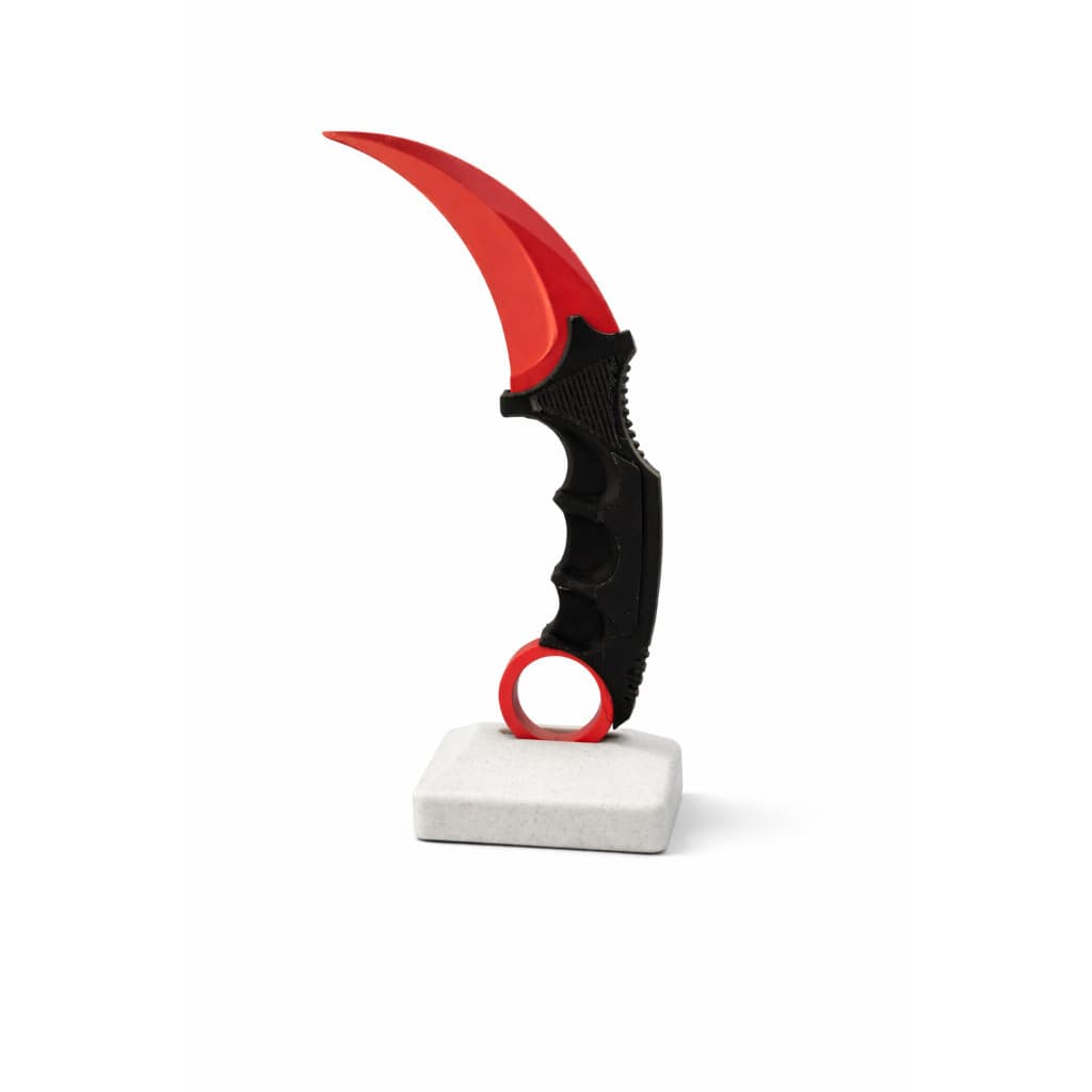 Karambit CS GO Faca Curva Decorativa Item Gamer para Gabinete, Mesa e Coleção CS2 Counter Strike Fã